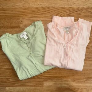 LOFT Lot of TWO Button Up Cardigan Sweaters Mint Green and Soft Pink Size Large